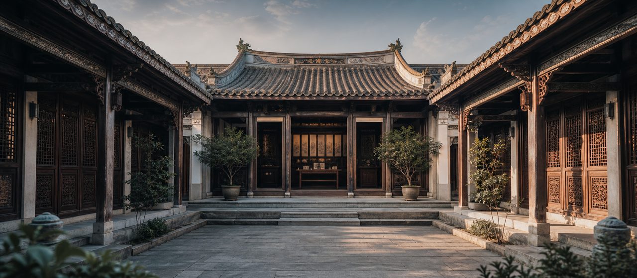 潮汕宗祠空间与家族文化的视觉示意